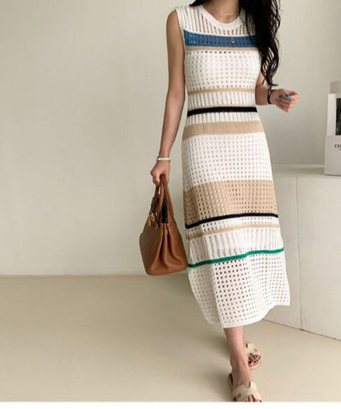 Striped Mesh Dress